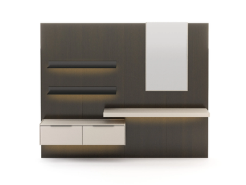 LANDFORM - Wall-mounted wood veneer storage wall with secretary desk by Stylish Club - view 3